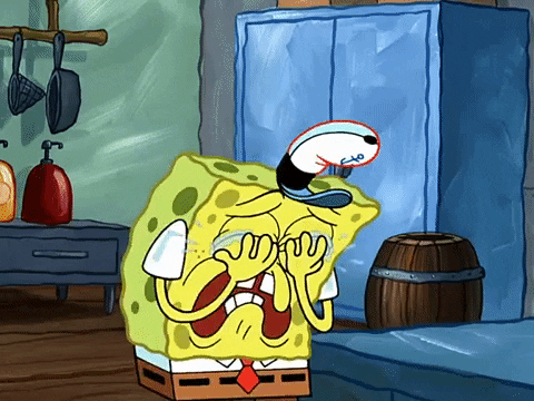Bob Esponja llorando por la carta que se escribió a sí mismo en el pasado a través de Gmail.- Blog Hola Telcel