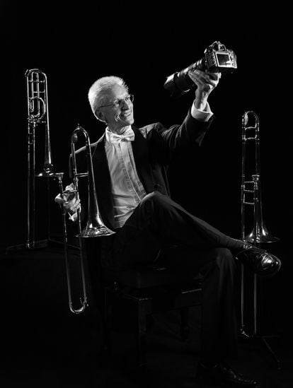 Bernard Doughty, primer trombón desde 1988 de la Orquesta Filarmónica de Gran Canaria, es el músico más veterano de entras las dos grandes formaciones orquestales autóctonas en tocar en esta 40ª edición del FIMC.