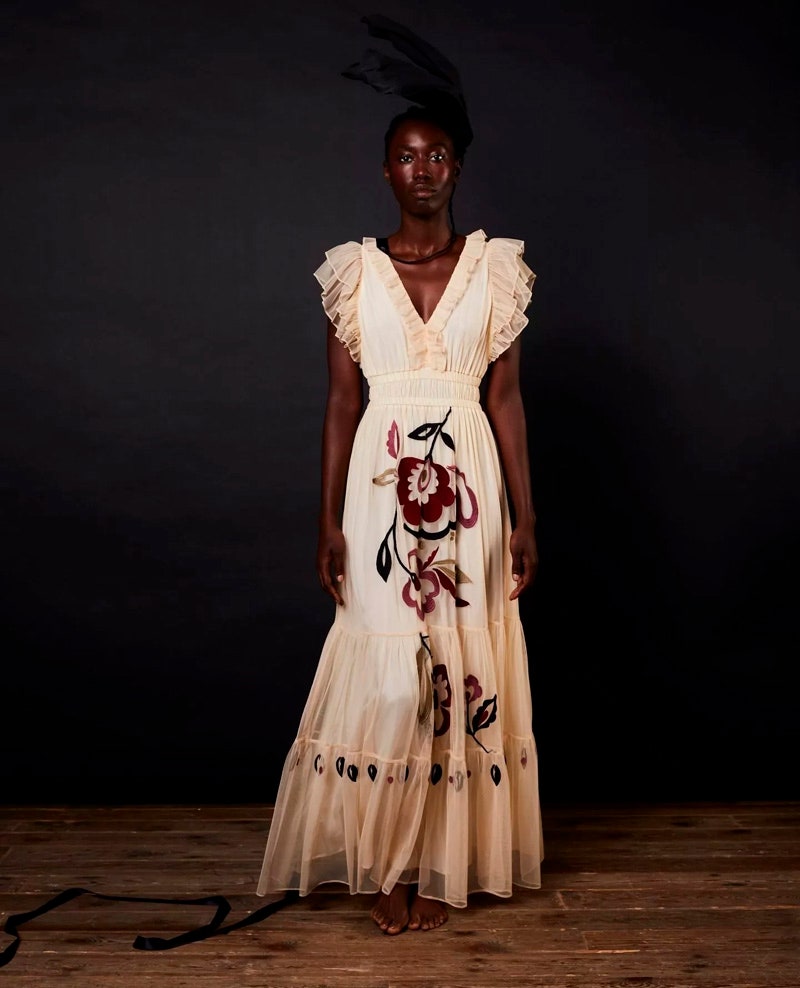 Vestidos de invitada blancos para bodas Is Coming estampado