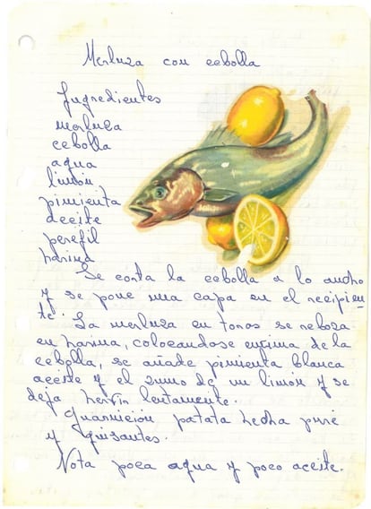 Receta de  Merluza con cebolla, de María del Carmen Villar (Marín, Pontevedra).