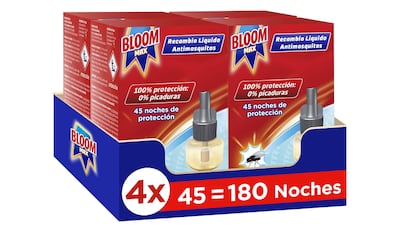 Este tipo de insecticida eléctrico contiene cuatro recambios que prolongan su efecto durante 180 noches.