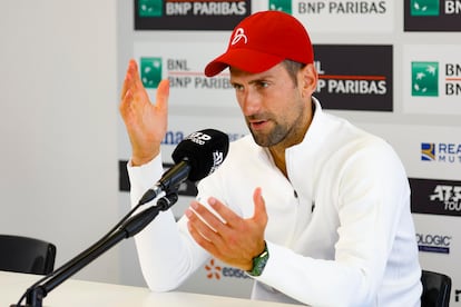 Djokovic, en la rueda de prensa posterior a la derrota contra Tabilo.