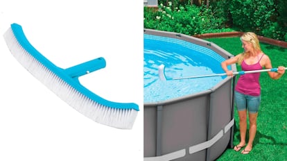 ¿Cómo limpiar las paredes de una piscina? Con un cepillo como el de la imagen. Su diseño es curvado.