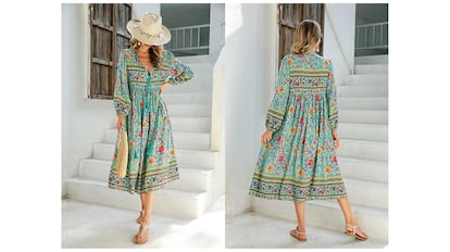 Vestido midi de corte amplio.
