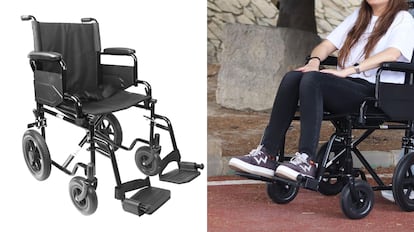 Este modelo de silla de ruedas para personas impedidas o ancianas incluye una llave fija para apretar las ruedas.