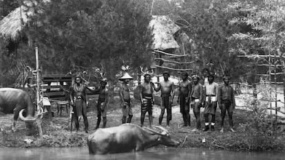 Un zoológico humano en Madrid en el año 1887.