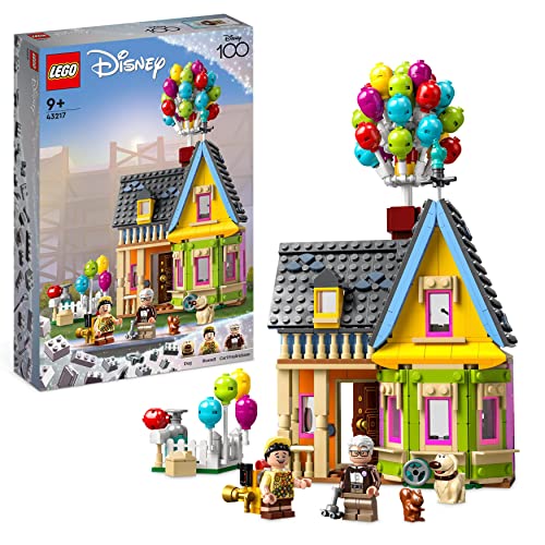 LEGO Disney y Pixar Casa de “Up”, Juguete con Globos, Mini Figuras de Carl, Russell y el Perrito Dug, Modelo Coleccionable, 100 Aniversario de Disney, Regalo de Película 43217
