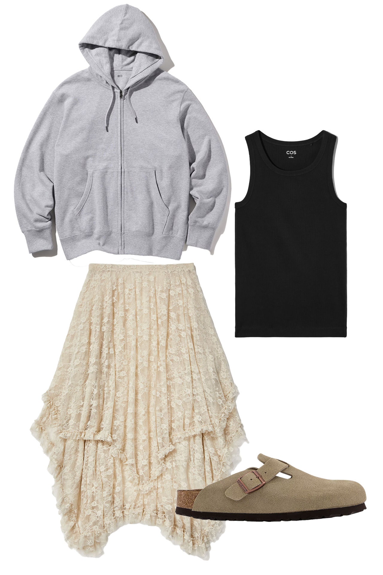 Image may contain Clothing Knitwear Sweater Sweatshirt Hoodie Skirt Adult Person Footwear Shoe and Hood