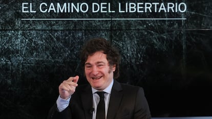 Javier Milei, este viernes en su intervención en la sede de La Razón.