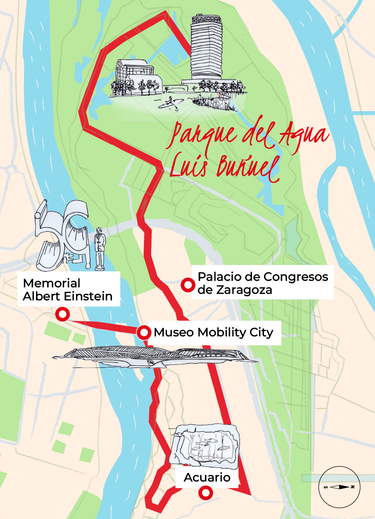 Ilustración del área del Parque del Agua Luis Buñuel