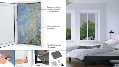 La mosquitera magnética de la imagen puede fijarse con hasta 16 imanes resistentes.