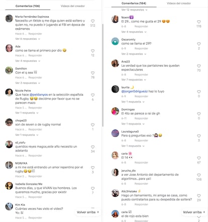 Comentarios en los tiktoks de @ferugby