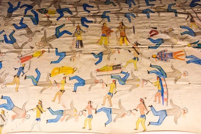 Plasmación sioux de la batalla de Little Bighorn.