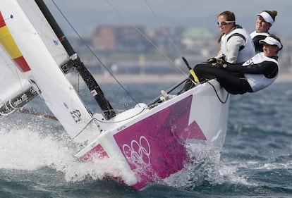 De izquierda a derecha, Sofía Toro, Támara Echegoyen y Ángela Pumariega, en los Juegos de Londres 2012.