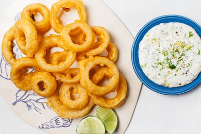 Aros de cebolla calamares