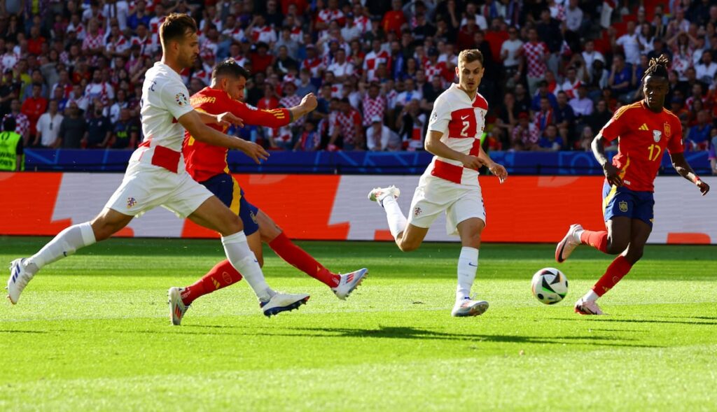 Morata marca el primer gol de España a Croacia en el Olímpico de Berlín.