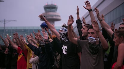 Protesta contra la sentencia del 'procés' en el aeropuerto de Barcelona.