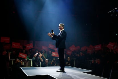 El candidato a la liderazgo del Partido Laborista, Sir Keir Starmer, habla en un mitin de campaña en el Roundhouse el 16 de febrero de 2020 en Londres, Inglaterra.