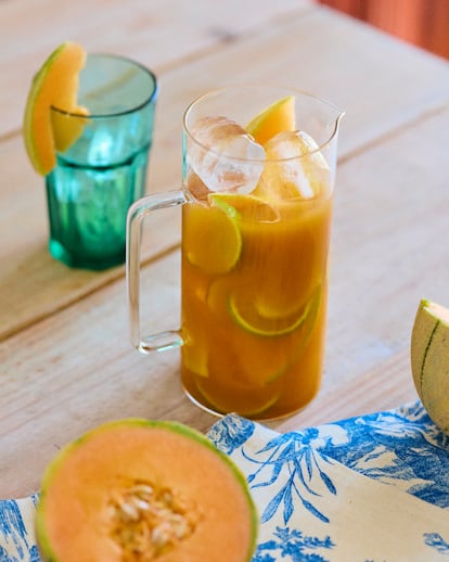Agua fresca de melón y jengibre.