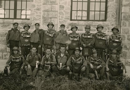 Brigada de salvamento minero de la empresa Hulleras de Sabero, en los años cuarenta del siglo XX.