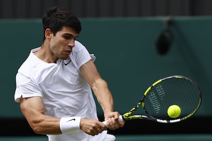 Carlos Alcaraz, durante la final ante Nova Djokovic.