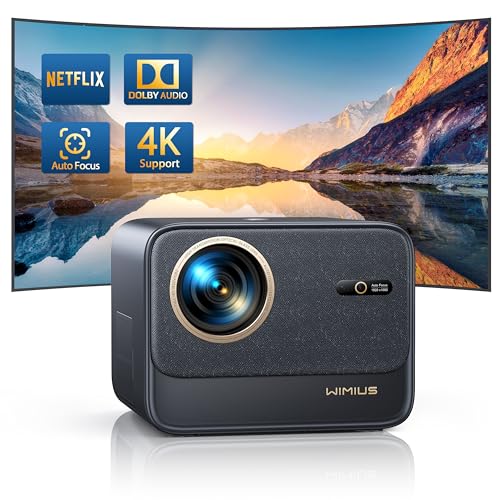 【Netfix Oficial/Dolby】Proyector WiFi Bluetooth 26000Lúmenes Full HD 1080P Nativo, Sistema Linux WiMiUS K9 Proyector mit Auto Enfoque/Keystone, Antipolvo Proyector Exterior Cine Jardín Video Proyector