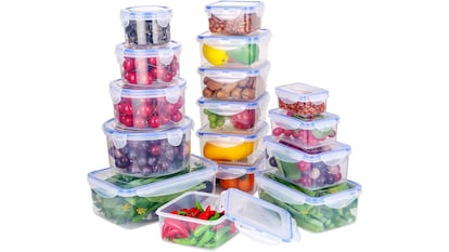 Juego de 16 contenedores herméticos para congelar o conservar los alimentos.