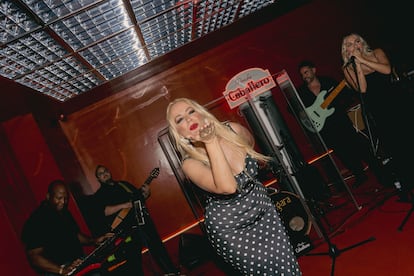 La Húngara, durante el evento de presentación de la nueva versión del jingle de Ponche Caballero, el 2 de julio, en Madrid