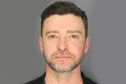 El retrato tomado por el departamento de policía de Sag Harbor del cantante Justin Timberlake en la noche del 18 de junio de 2024 tras ser detenido por conducir bajo los efectos del alcohol.