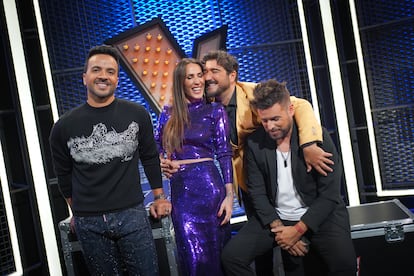 Los entrenadores de la décima edición de 'La Voz, Luis Fonsi, Malú, Antonio Orozco y Pablo López el 12 de septiembre de 2023.