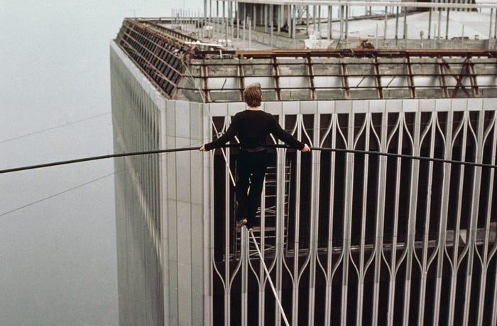 Aug. 7, 1974: Philippe Petit walks tightrope between World Trade Center's Twin Towers