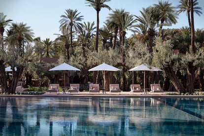 Vista de la piscina del hotel Royal Mansour, uno de los más lujosos de Marraquech.