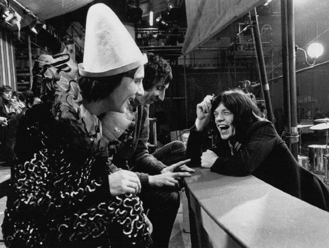 Keith Moon, Pete Townshend, and Mick Jagger at the Rock and Roll Circus, 1968. Photo by David Cairns/Getty : r/rollingstones