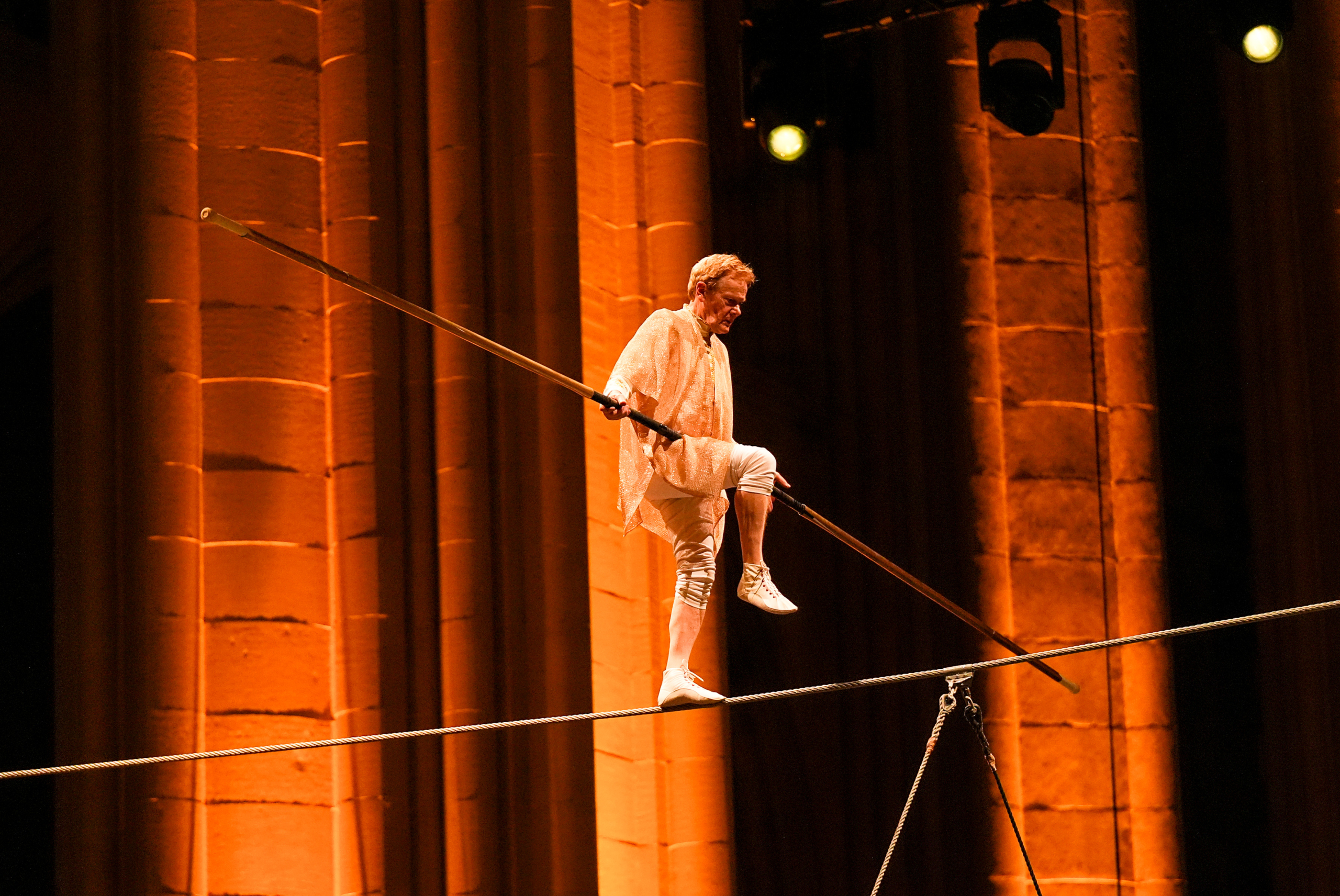 Philippe Petit, 50 Years After 'Le Coup' at the WTC, Creates 'Theater in the Air' with Sting