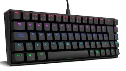 Este teclado mecánico tiene un formato acortado (usando solo el 60% de la superficie de uno más grande).