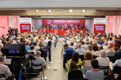El secretario general del PSOE, Pedro Sánchez, durante su discurso en la reunión del comité federal del partido.