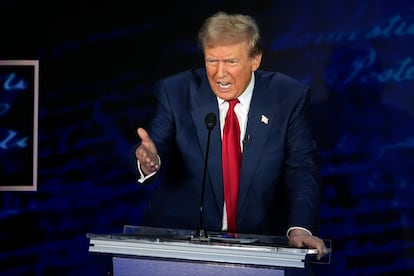 El candidato republicano Donald Trump, durante el debate. 
