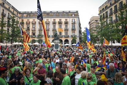 Manifestantes en la Diada de Girona, este miércoles.
