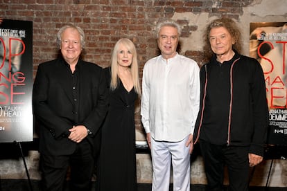 Talking Heads en Nueva York en el reestreno de 'Stop Making Sense', el 13 de septiembre de 2023. Desde la izquierda, Chris Frantz, Tina Weymouth, David Byrne y Jerry Harrison.