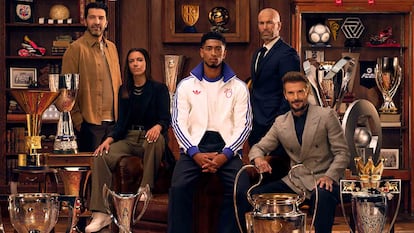 Imagen promocional de 'EA Sports FC 25', con Gianluigi Buffon, Aitana Bonmatí, Jude Bellingham, Zinedine Zidane y David Beckham.