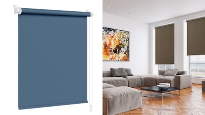 Este modelo de estor enrollable no necesita taladro para colocarse y se vende en siete colores elegantes.
