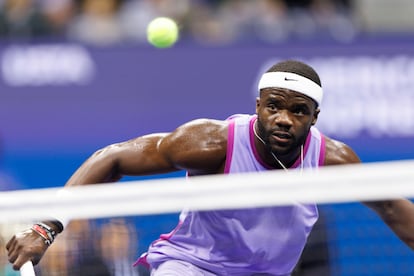 Tiafoe, durante el partido contra Dimitrov en la central.