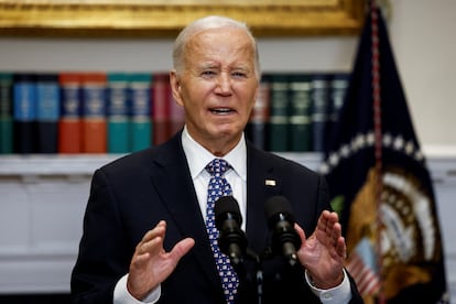El presidente de Estados Unidos, Joe Biden, este lunes en la Sala Roosevelt de la Casa Blanca, en Washington.