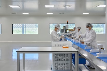 Varias trabajadoras envasan los productos de Natura Bissé.