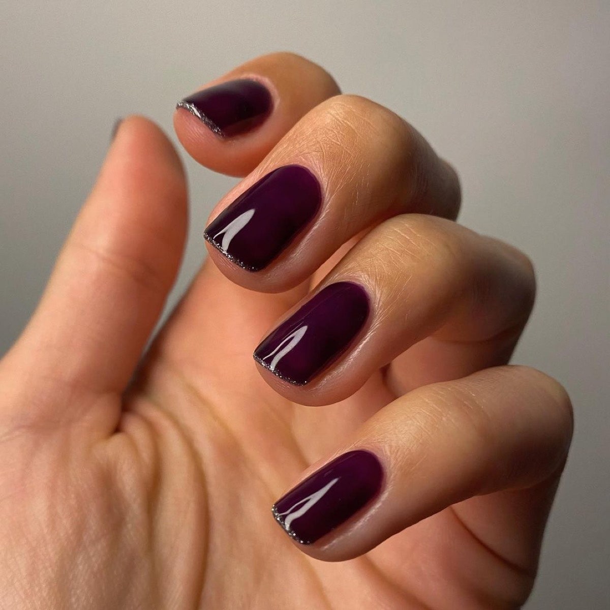 Unghie Black Cherry french glitterata