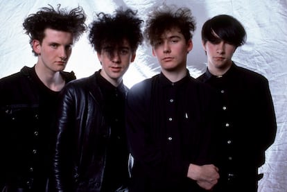 Douglas Hart, William Reid, Jim Reid y Bobby Gillespie en Detroit en 1985.