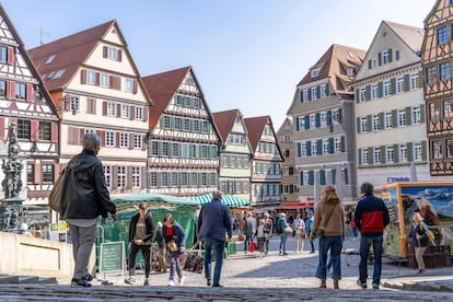 Un día de mercado en la Marktplatz de Tubinga.