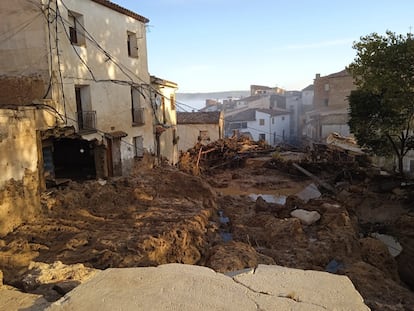Estado de la localidad de Letur (Albacete) tras el desbordamiento de un arroyo, este miércoles.