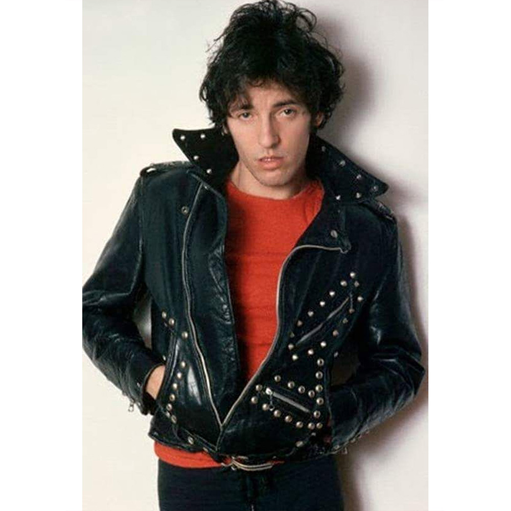 Belted Leather Bruce Springsteen Studded Jacket