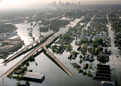 Inundaciones en Nueva Orleans (EE UU) tras el paso del huracán Katrina, en 2005. 
